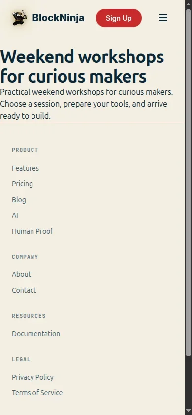 Published Weekend workshop guide at narrow width, with its heading and text wrapped without horizontal overflow.