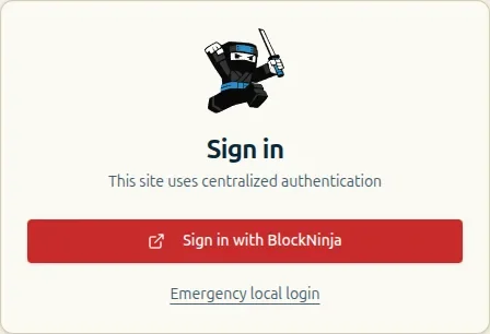 Sign-in card showing the central sign-in and emergency local login choices.
